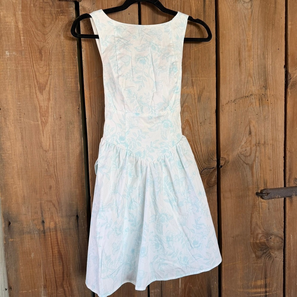 Wild Fable Dress Floral Butterfly Cottagecore Women Size XS White Blue Sun Dress